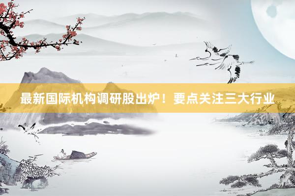 最新国际机构调研股出炉！要点关注三大行业